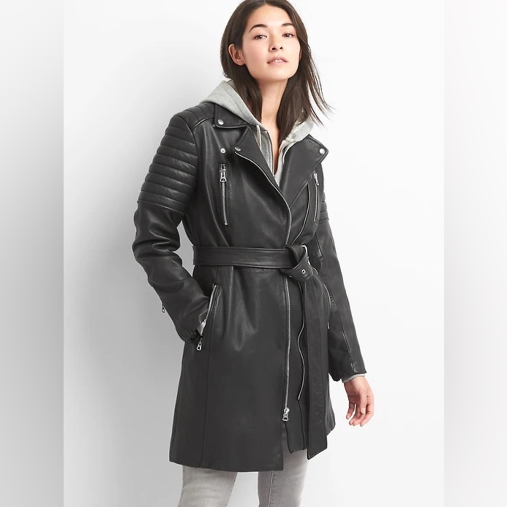 Gap Leather Long Moto Jacket - image 1